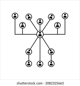 Conexión de red, concentrador, red social Isolación Icono de línea plana Diseño Ilustración de arte vectorial