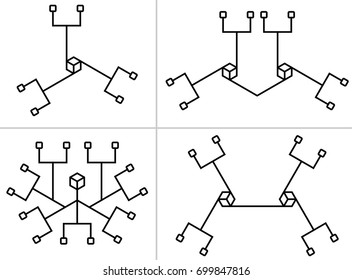 Network Connection, Hub, Social Network Isolated Flat Line Icon Vector Illustration
