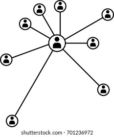 Network Connection, Hub, Social Network Isolated Flat Line Icon Vector Illustration
