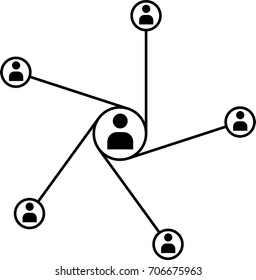 Network Connection, Hub, Social Network Isolated Flat Line Icon Vector Illustration