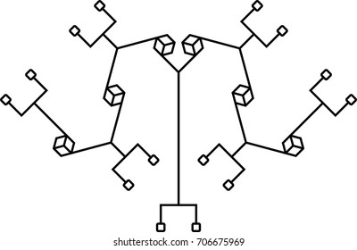 Network Connection, Hub, Social Network Isolated Flat Line Icon Vector Illustration