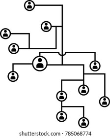 Network Connection, Hub, Social Network Isolated Flat Line Icon Vector Illustration