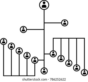 Network Connection, Hub, Social Network Isolated Flat Line Icon Vector Illustration