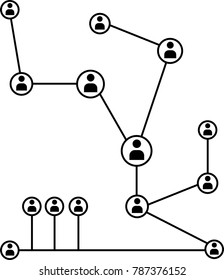 Network Connection, Hub, Social Network Isolated Flat Line Icon Vector Illustration