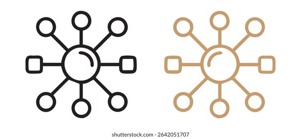 Network connection hub system data technology node internet communication connection diagram vector icon.