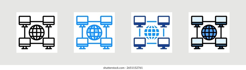 Conjunto de Coleções de Ícones de Conexão de Rede com Vários Estilos