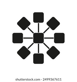 Network connection icon. Geometric node structure. Square link design. Vector illustration.