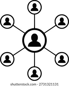 Ícone de conexão de rede que representa o trabalho em equipe e a colaboração