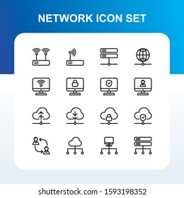 Network connection Icon Set with black outline design