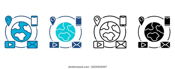 Network Connection Icon Set With Multiple Styles. Vector Illustration