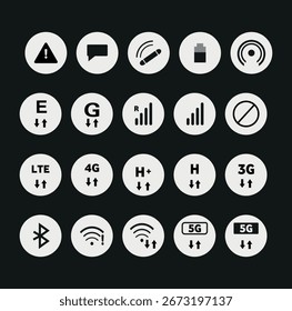 Vetor de Definição de Ícones de Rede e Conexão