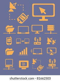 network & connection icons, signs, vector illustrations