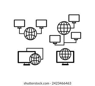 network connection internet protocol icon vector design simple black white illustration collections sets