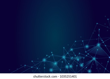 Conexión de red aislada en fondo azul. Para el sitio web, papel pintado, afiche, cartel, anuncio, portada y material impreso. Arte creativo, concepto abstracto moderno. Red de ilustración del vector, pasos 10