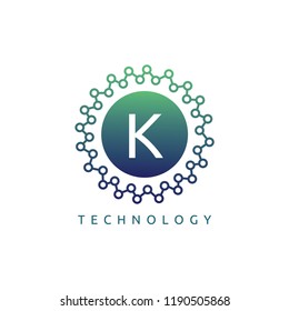 Network Connection K Letter Design, Technology Logo