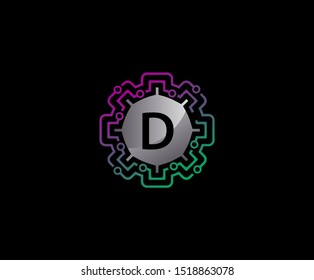 Network Connection Letter D Logo Icon, Technology Logo Concept.