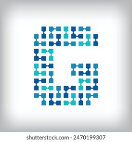 Network connection letter G logo. Creative communication blue tone graphics. Media, digital and technology company. Vector