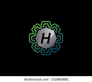 Network Connection Letter H Logo Icon, Technology Logo Concept.