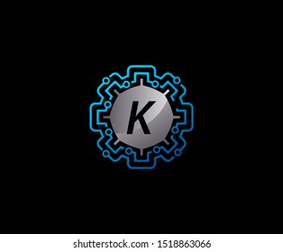 Network Connection Letter K Logo Icon, Technology Logo Concept.