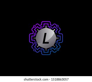 Network Connection Letter L Logo Icon, Technology Logo Concept.