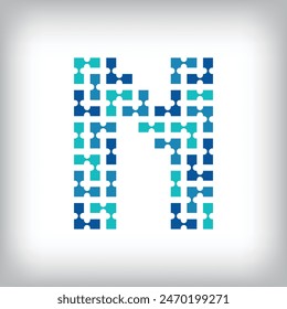 Network connection letter N logo. Creative communication blue tone graphics. Media, digital and technology company. Vector