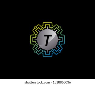 Network Connection Letter T Logo Icon, Technology Logo Concept.