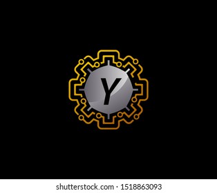 Network Connection Letter Y Logo Icon, Technology Logo Concept.