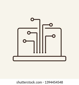 Icono de línea de conexión de red. Portátil, en línea, distribución. Concepto de datos. Se puede utilizar para temas como conectividad, sistema, servidor