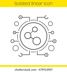 Network connection linear icon. Thin line illustration. Contour symbol. Cyber technology concept. Vector isolated outline drawing