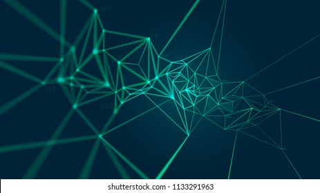 Network connection plexus structure forming a geometric pattern, Abstract vector background