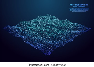 Network connection with points and lines. Abstract polygonal mesh. Vector Illustration.