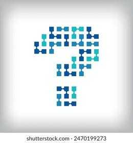 Network connection question mark logo. Creative communication blue tone graphics. Media, digital and technology company. Vector