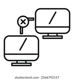 Network connection refused showing error with computers not connecting for server error concept