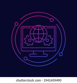 network, connection settings line icon