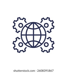 network or connection settings line icon isolated on white