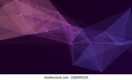 Network connection structure. Abstract blue background with moving dots and lines. Futuristic illustration. Digital technology design. Vector illustration.