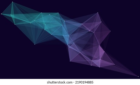Network connection structure. Abstract blue background with moving dots and lines. Futuristic illustration. Digital technology design. Vector illustration.