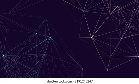 Network connection structure. Abstract blue background with moving dots and lines. Futuristic illustration. Digital technology design. Vector illustration.