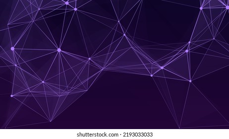 Network connection structure. Abstract blue background with moving dots and lines. Futuristic illustration. Digital technology design. Vector illustration.