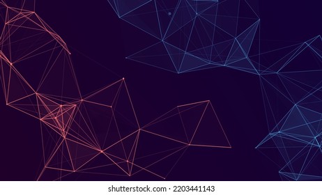 Network connection structure. Abstract blue background with moving dots and lines. Futuristic illustration. Digital technology design. Vector illustration.