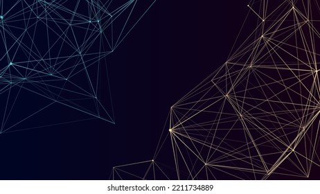 Network connection structure. Abstract blue background with moving dots and lines. Futuristic illustration. Digital technology design. Vector illustration.