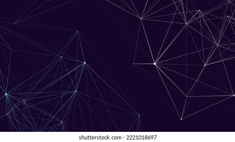 Network connection structure. Abstract blue background with moving dots and lines. Futuristic illustration. Digital technology design. Vector illustration.