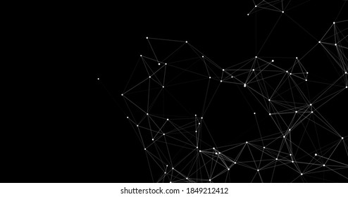 Network connection structure on black background. Abstract vector technology background with dots and lines.