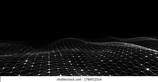 Network connection structure.Low poly shape with connecting dots and lines on dark background.Vector illustration. Abstract polygonal space.