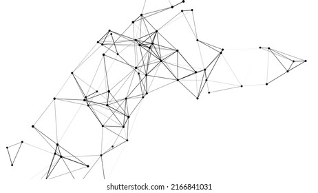 Network connection technology. Abstract white background with points and lines. Digital futuristic backdrop. Big data visualization. Vector illustrations.