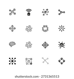 Conjunto de iconos de conexión de red y Tecnología Vector e ilustración 