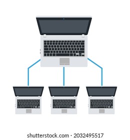 Network connection technology vector business icon communication. Abstract network connection design concept internet datum global line. Cyberspace networking structure element with computer.