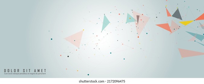 Network connection technology. Vector connect dots and lines. Abstract polygonal design. Color triangle concept