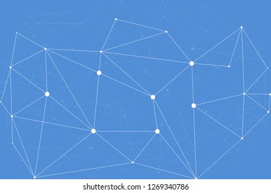 Network connection vector, isolated on blue background. Abstract polygonal wireframe mesh background for web site and cover. Creative art network, modern abstract concept. Vector illustration