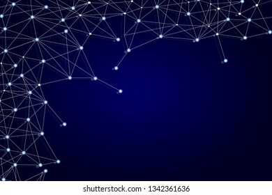 Network connection vector, isolated on blue background. Abstract polygonal wireframe mesh backdrop. Creative white network connection, modern abstract concept. Tech background, vector illustration